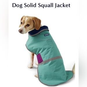 Lands’ End Blue Dog Squall Raincoat Jacket with a gray reflective stripe